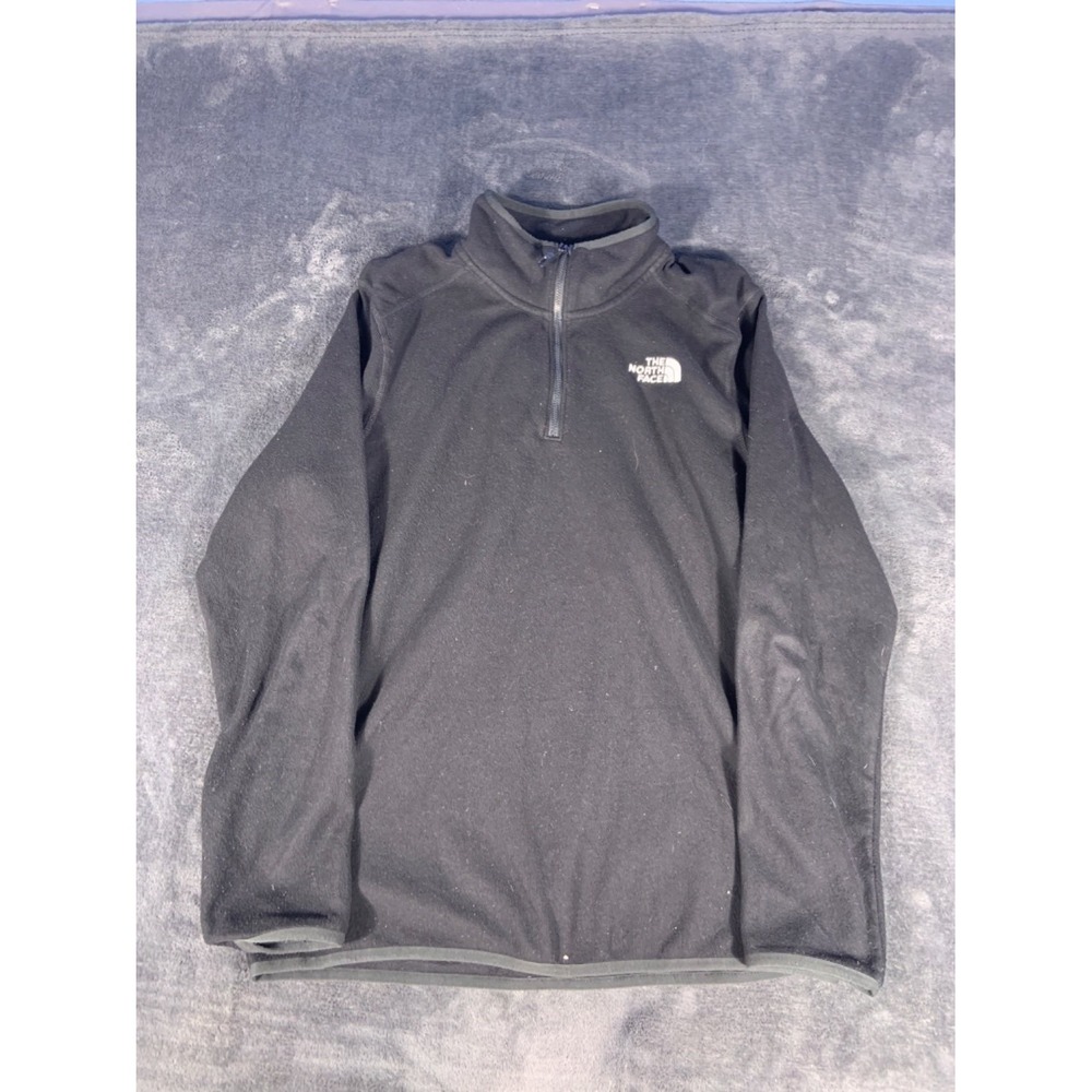 The North Face TKA 100 Glacier Fleece Jacket Mens M Black 1/4 Zip Pullover M